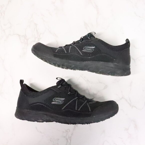 Skechers Women's 8.5 Gratis Black Air-Cooled Memory Foam Slip-On Sneakers Shoes - Picture 4 of 9